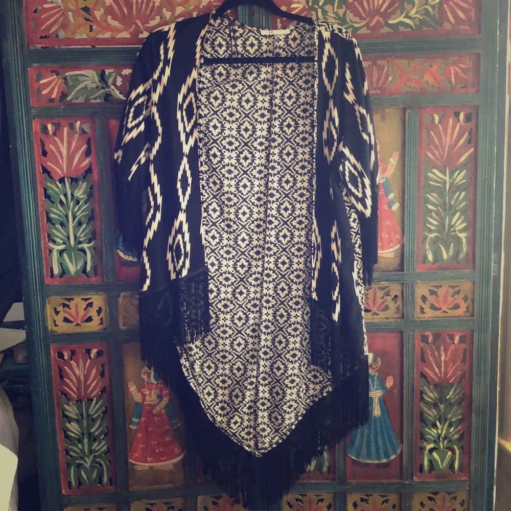 Aztec Boho Cover Up with Fringe
